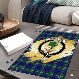 Scottish Hamilton Hunting Modern Clan Tartan Puzzle - Gold Style Scottish Plaid Tartan Plaid