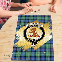 Scottish Sutherland Old Ancient Clan Tartan Puzzle - Gold Style Scottish Plaid Tartan Plaid
