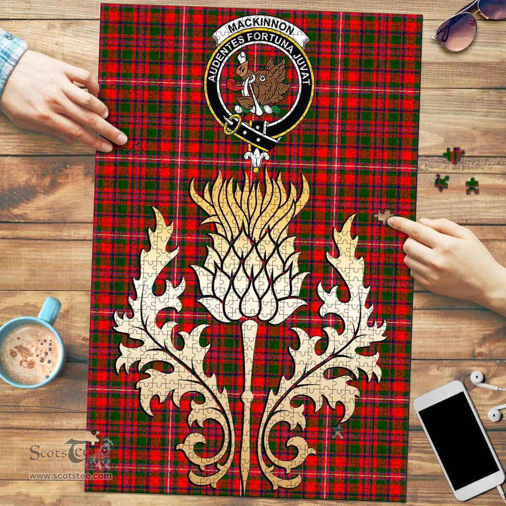 Scottish MacKinnon Modern Clan Tartan Puzzle - Thistle Gold Style Scottish Plaid Tartan Plaid