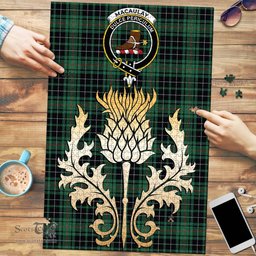 Scottish MacAulay Hunting Ancient Clan Tartan Puzzle - Thistle Gold Style Scottish Plaid Tartan Plaid