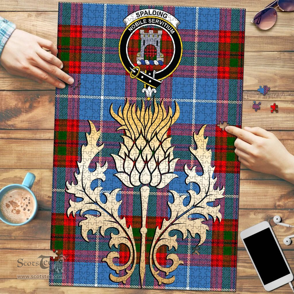 Scottish Spalding Clan Tartan Puzzle - Thistle Gold Style Scottish Plaid Tartan Plaid