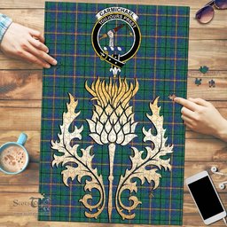 Scottish Carmichael Ancient Clan Tartan Puzzle - Thistle Gold Style Scottish Plaid Tartan Plaid