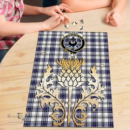 Scottish Hannay Modern Clan Tartan Puzzle - Thistle Gold Style Scottish Plaid Tartan Plaid