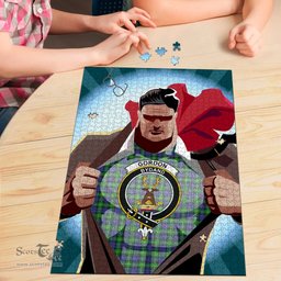 Scottish Gordon Modern Clan Tartan Puzzle - Supper Hero Style Scottish Plaid Tartan Plaid