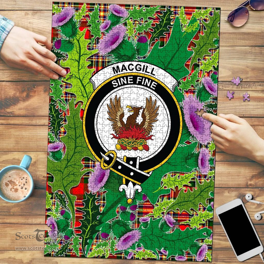 Scottish MacGill Modern Clan Tartan Puzzle - Thistle Pattern Style Scottish Plaid Tartan Plaid