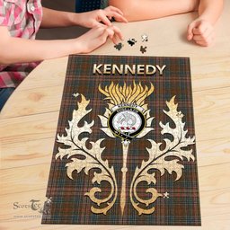 Scottish Kennedy Weathered Clan Tartan Puzzle - Thistle Scotland Style Scottish Plaid Tartan Plaid