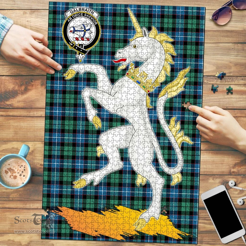 Scottish Galbraith Ancient Clan Tartan Puzzle - Unicorn Style Scottish Plaid Tartan Plaid
