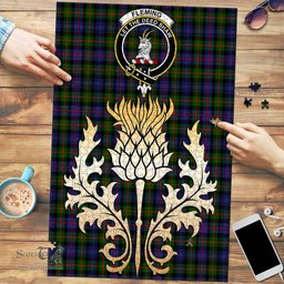 Scottish Fleming Clan Tartan Puzzle - Thistle Gold Style Scottish Plaid Tartan Plaid