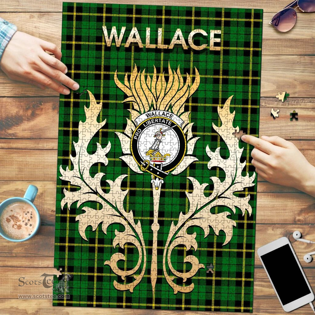 Scottish Wallace Hunting Green Clan Tartan Puzzle - Thistle Scotland Style Scottish Plaid Tartan Plaid