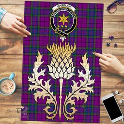 Scottish Wardlaw Modern Clan Tartan Puzzle - Thistle Gold Style Scottish Plaid Tartan Plaid