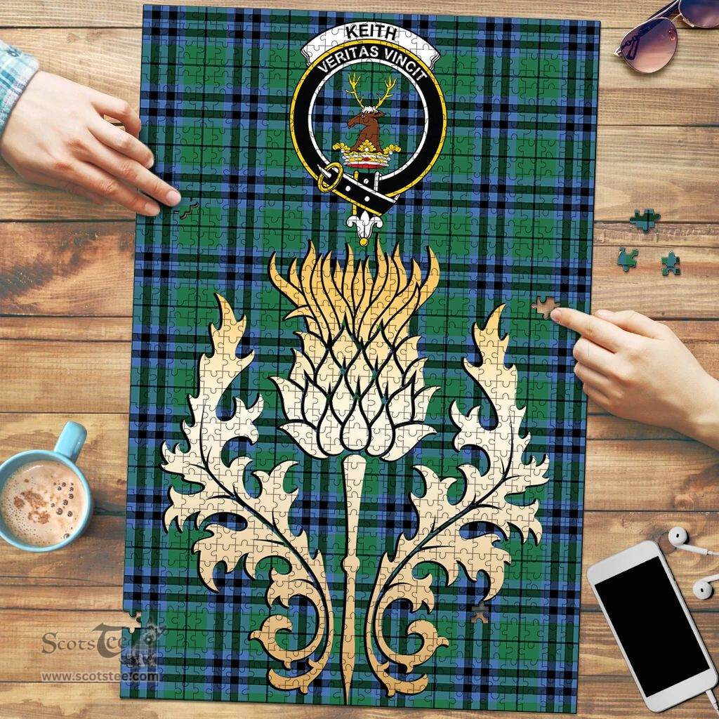 Scottish Keith Ancient Clan Tartan Puzzle - Thistle Gold Style Scottish Plaid Tartan Plaid