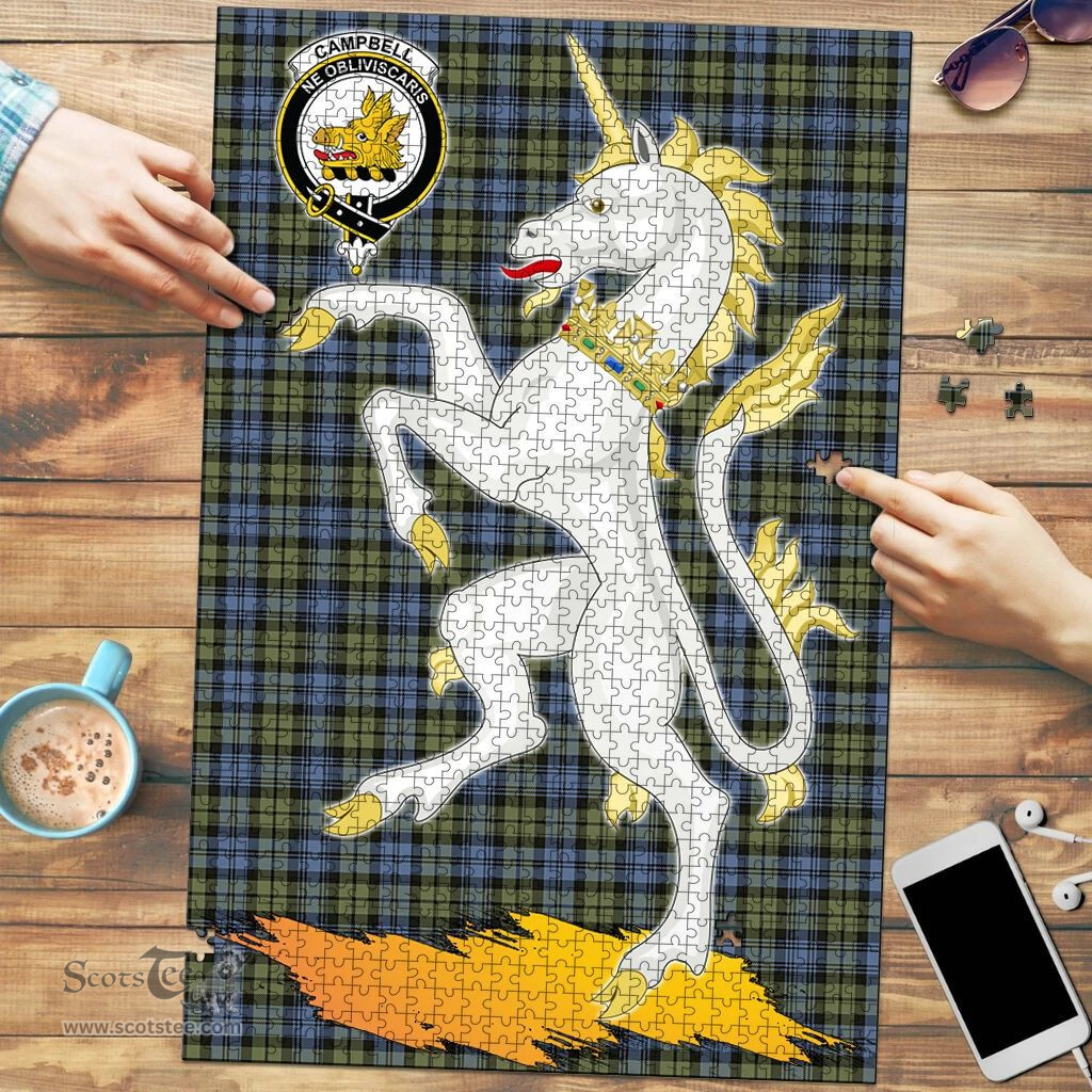 Scottish Campbell Faded Clan Tartan Puzzle - Unicorn Style Scottish Plaid Tartan Plaid