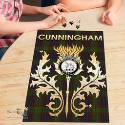 Scottish Cunningham Hunting Modern Clan Tartan Puzzle - Thistle Scotland Style Scottish Plaid Tartan Plaid