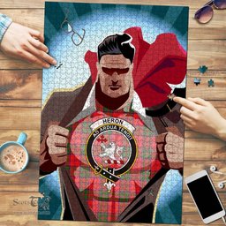 Scottish Heron Clan Tartan Puzzle - Supper Hero Style Scottish Plaid Tartan Plaid
