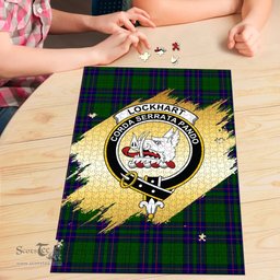 Scottish Lockhart Modern Clan Tartan Puzzle - Gold Style Scottish Plaid Tartan Plaid