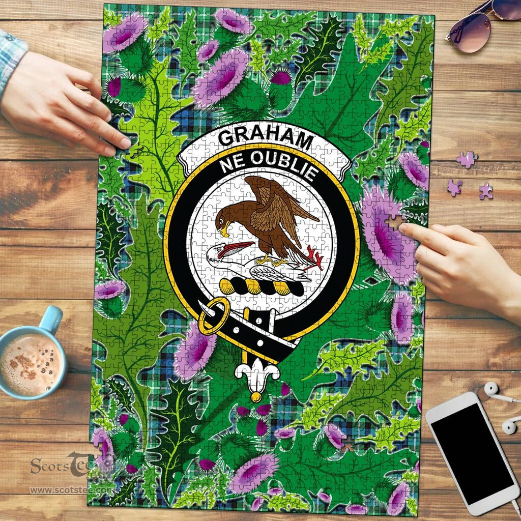 Scottish Graham of Montrose Ancient Clan Tartan Puzzle - Thistle Pattern Style Scottish Plaid Tartan Plaid