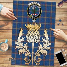 Scottish MacLaine of Loch Buie Hunting Ancient Clan Tartan Puzzle - Thistle Gold Style Scottish Plaid Tartan Plaid