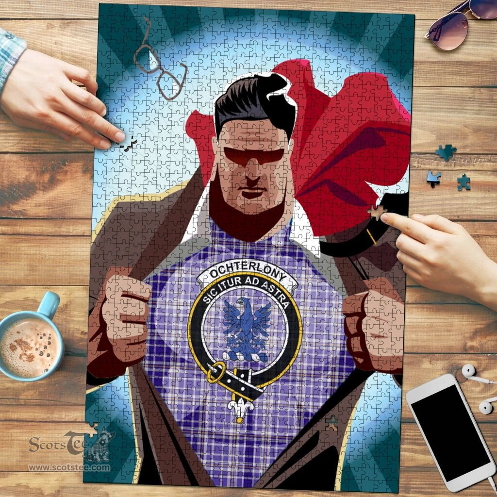 Scottish Ochterlony Clan Tartan Puzzle - Supper Hero Style Scottish Plaid Tartan Plaid