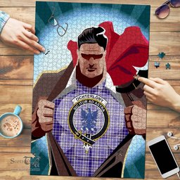 Scottish Ochterlony Clan Tartan Puzzle - Supper Hero Style Scottish Plaid Tartan Plaid