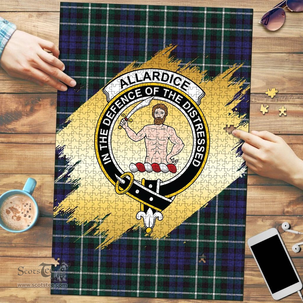 Scottish Allardice Clan Tartan Puzzle - Gold Style Scottish Plaid Tartan Plaid