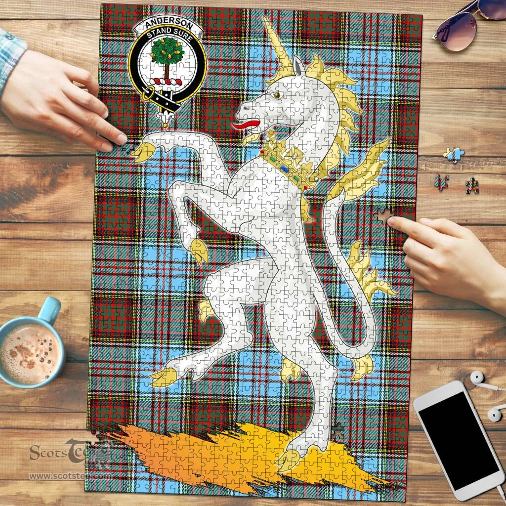 Scottish Anderson Ancient Clan Tartan Puzzle - Unicorn Style Scottish Plaid Tartan Plaid