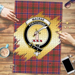 Scottish MacRae Ancient Clan Tartan Puzzle - Gold Style Scottish Plaid Tartan Plaid