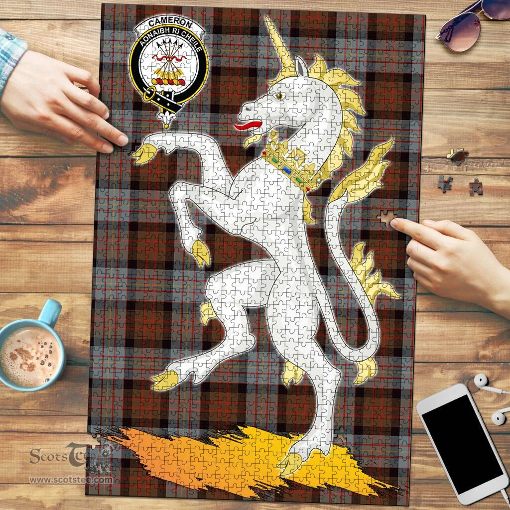 Scottish Cameron of Erracht Weathered Clan Tartan Puzzle - Unicorn Style Scottish Plaid Tartan Plaid