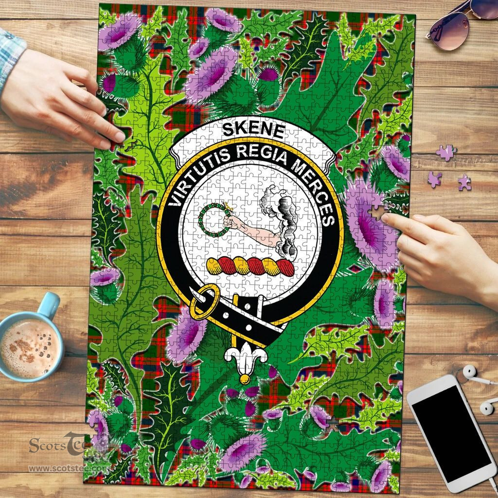 Scottish Skene Modern Clan Tartan Puzzle - Thistle Pattern Style Scottish Plaid Tartan Plaid