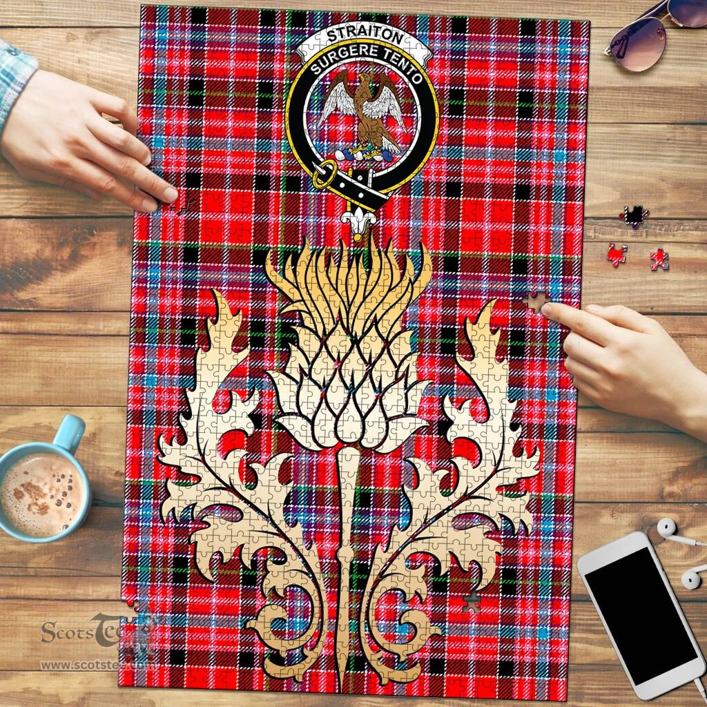 Scottish Straiton Clan Tartan Puzzle - Thistle Gold Style Scottish Plaid Tartan Plaid