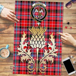 Scottish Straiton Clan Tartan Puzzle - Thistle Gold Style Scottish Plaid Tartan Plaid