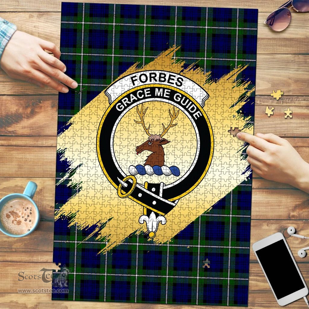 Scottish Forbes Modern Clan Tartan Puzzle - Gold Style Scottish Plaid Tartan Plaid