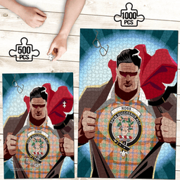 Scottish Ross Ancient Clan Tartan Puzzle - Supper Hero Style Scottish Plaid Tartan Plaid