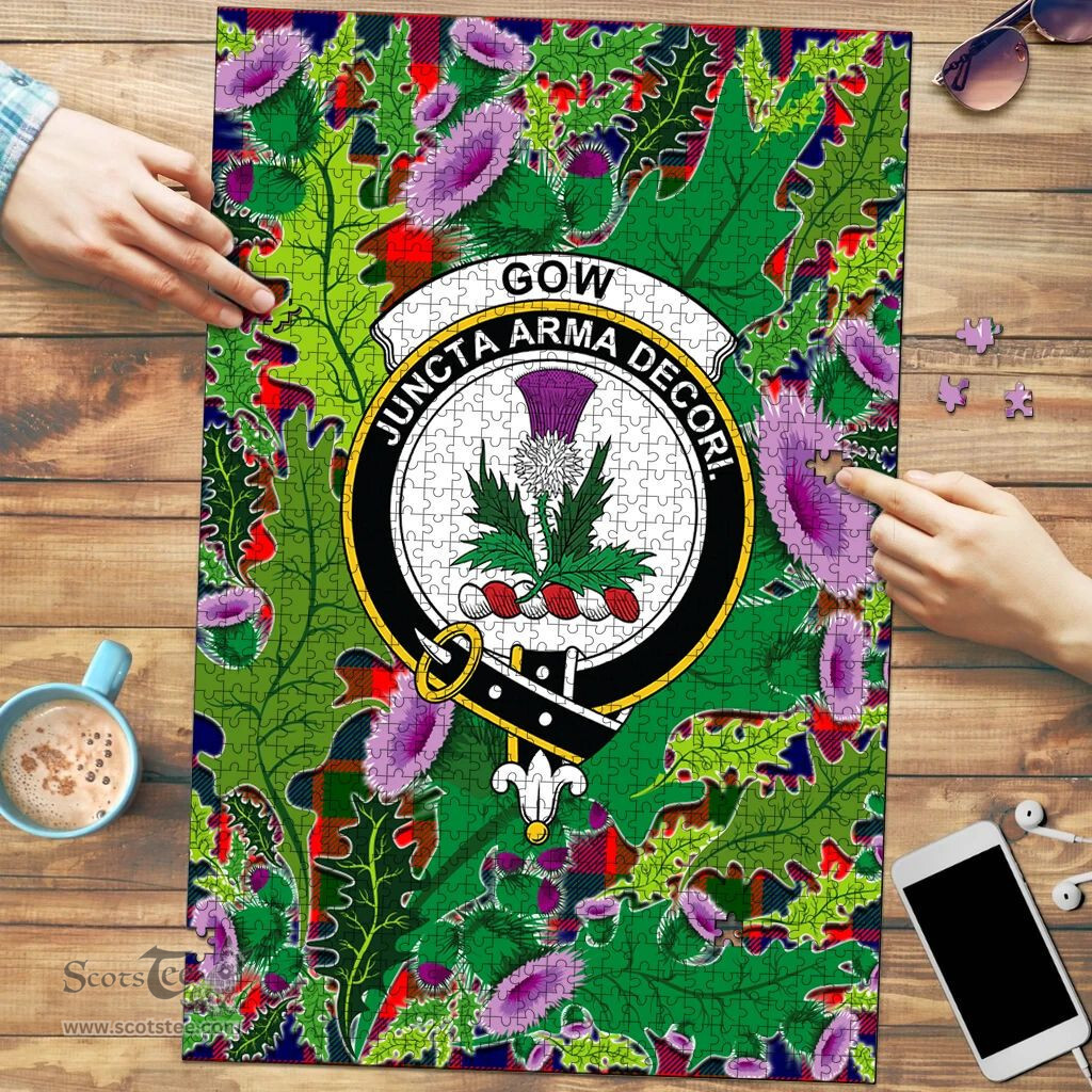 Scottish Gow of Skeoch Clan Tartan Puzzle - Thistle Pattern Style Scottish Plaid Tartan Plaid