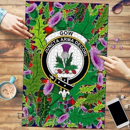 Scottish Gow of Skeoch Clan Tartan Puzzle - Thistle Pattern Style Scottish Plaid Tartan Plaid