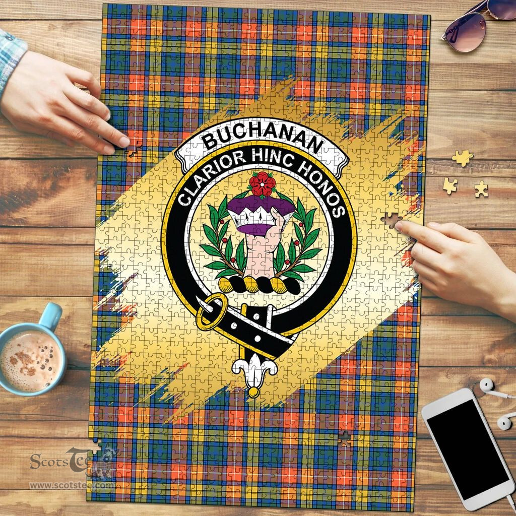 Scottish Buchanan Ancient Clan Tartan Puzzle - Gold Style Scottish Plaid Tartan Plaid