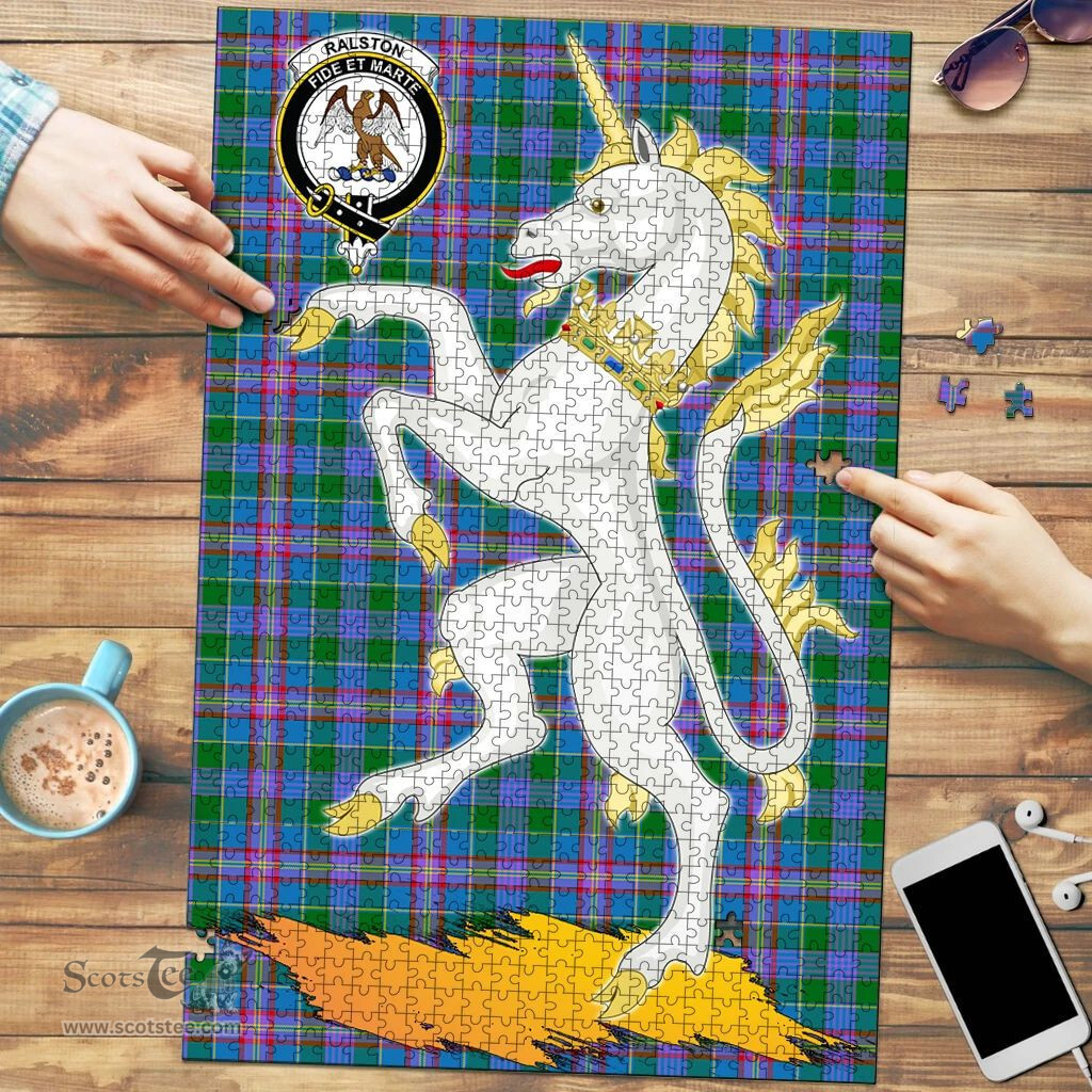 Scottish Ralston Clan Tartan Puzzle - Unicorn Style Scottish Plaid Tartan Plaid