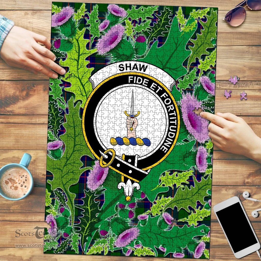 Scottish Shaw Modern Clan Tartan Puzzle - Thistle Pattern Style Scottish Plaid Tartan Plaid
