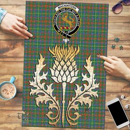 Scottish MacKintosh Hunting Ancient Clan Tartan Puzzle - Thistle Gold Style Scottish Plaid Tartan Plaid