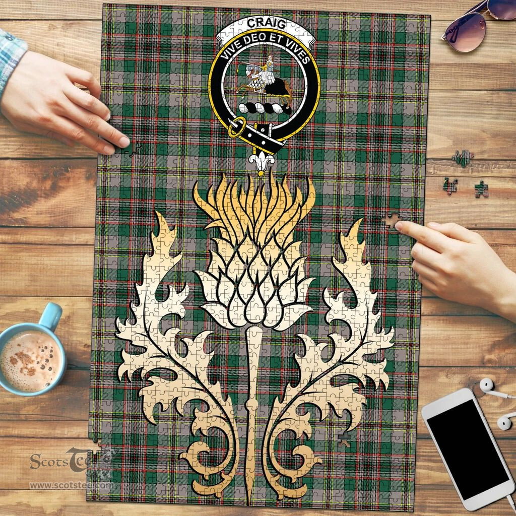Scottish Craig Ancient Clan Tartan Puzzle - Thistle Gold Style Scottish Plaid Tartan Plaid