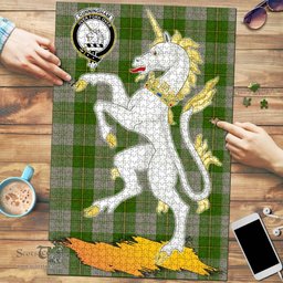 Scottish Cunningham Dress Green Dancers Clan Tartan Puzzle - Unicorn Style Scottish Plaid Tartan Plaid