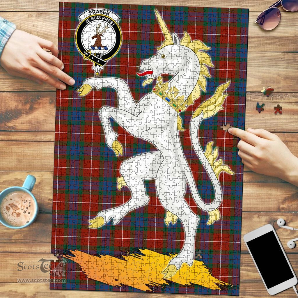 Scottish Fraser Ancient Clan Tartan Puzzle - Unicorn Style Scottish Plaid Tartan Plaid
