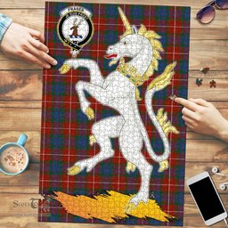 Scottish Fraser Ancient Clan Tartan Puzzle - Unicorn Style Scottish Plaid Tartan Plaid