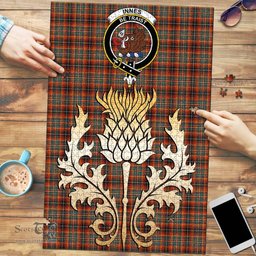 Scottish Innes Ancient Clan Tartan Puzzle - Thistle Gold Style Scottish Plaid Tartan Plaid