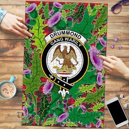 Scottish Drummond Modern Clan Tartan Puzzle - Thistle Pattern Style Scottish Plaid Tartan Plaid