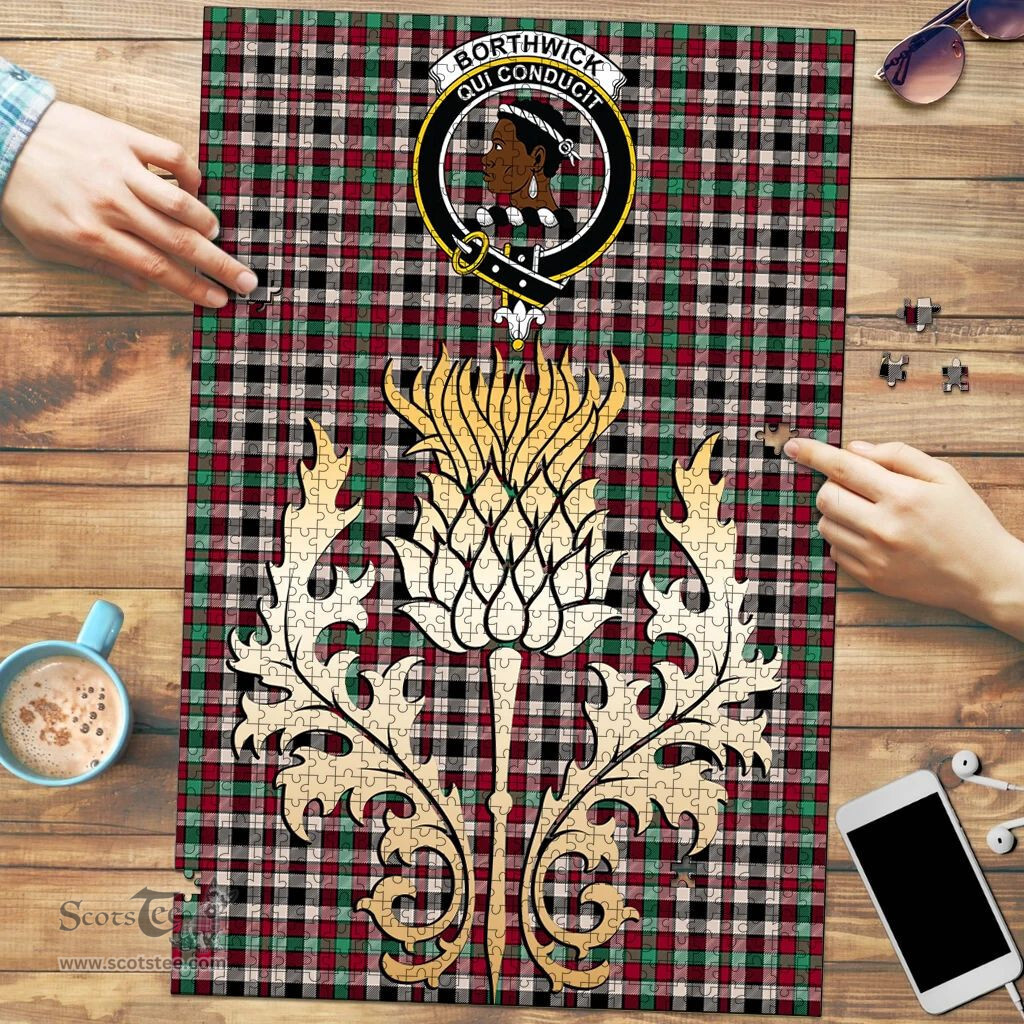 Scottish Borthwick Dress Ancient Clan Tartan Puzzle - Thistle Gold Style Scottish Plaid Tartan Plaid