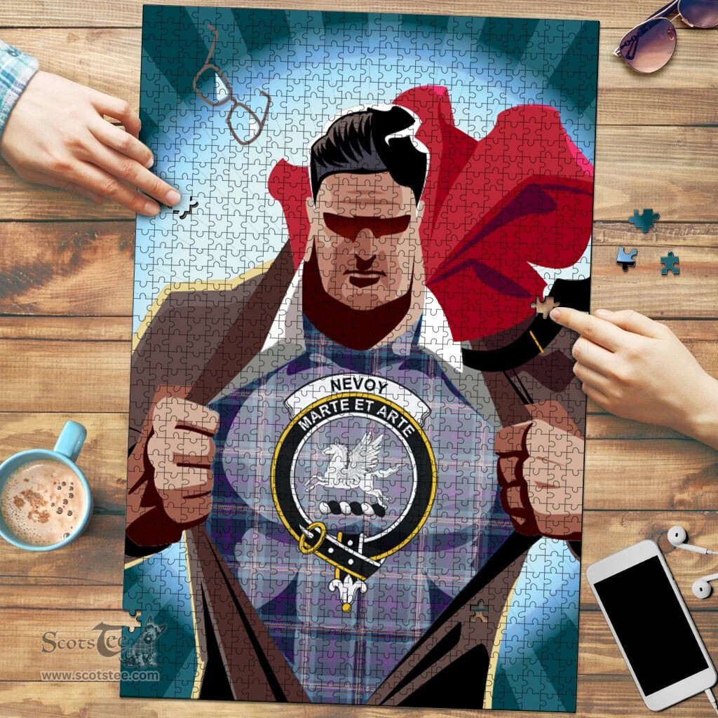 Scottish Nevoy Clan Tartan Puzzle - Supper Hero Style Scottish Plaid Tartan Plaid