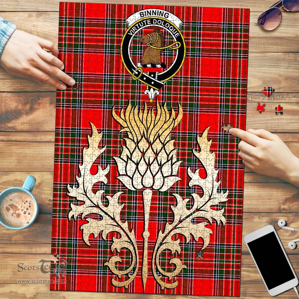 Scottish Binning Clan Tartan Puzzle - Thistle Gold Style Scottish Plaid Tartan Plaid