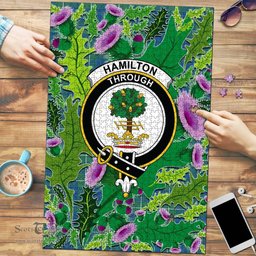 Scottish Hamilton Hunting Ancient Clan Tartan Puzzle - Thistle Pattern Style Scottish Plaid Tartan Plaid