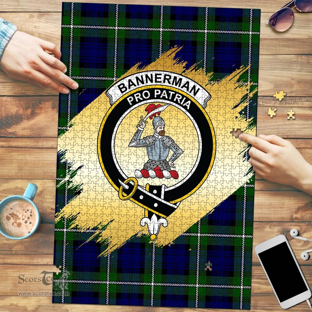 Scottish Bannerman Clan Tartan Puzzle - Gold Style Scottish Plaid Tartan Plaid