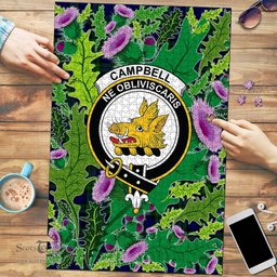 Scottish Campbell Modern Clan Tartan Puzzle - Thistle Pattern Style Scottish Plaid Tartan Plaid